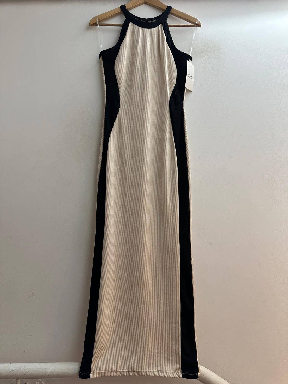 Vestido longo bicolor