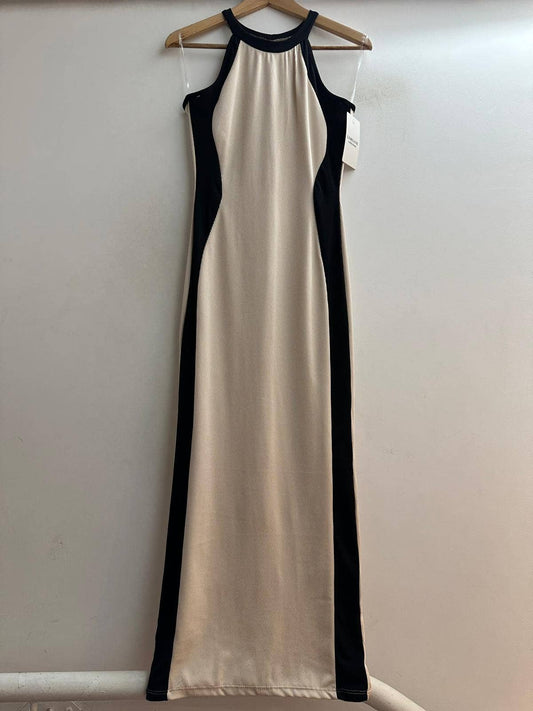 Vestido longo bicolor
