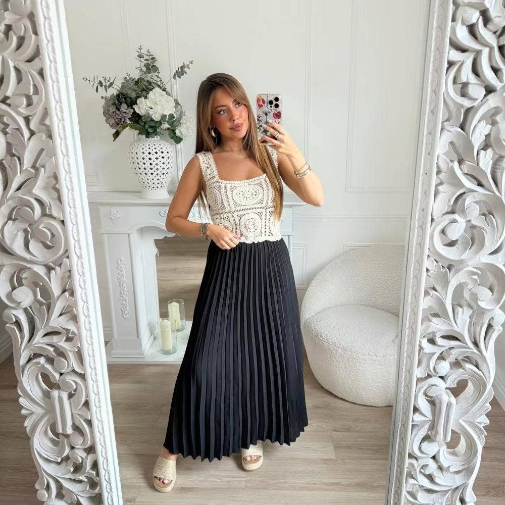 Vestido longo com alças largas bordado boho